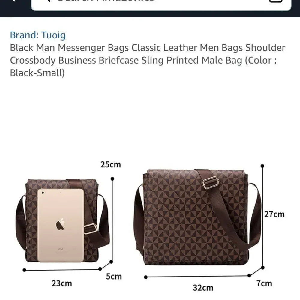 Black Gray Monogram  Shoulder Crossbody Messenger Bag